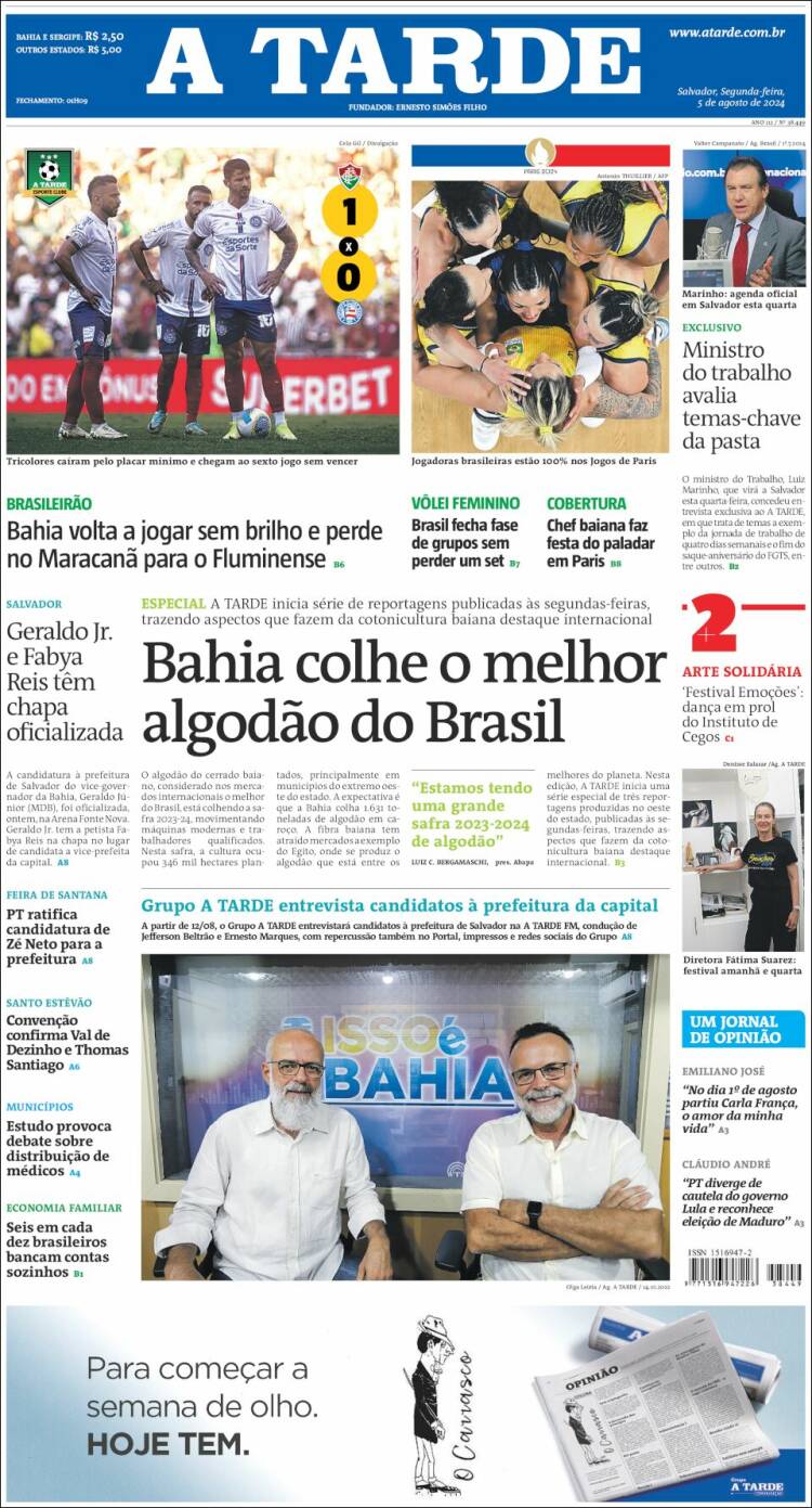 Portada de Diário A Tarde (Brasil)