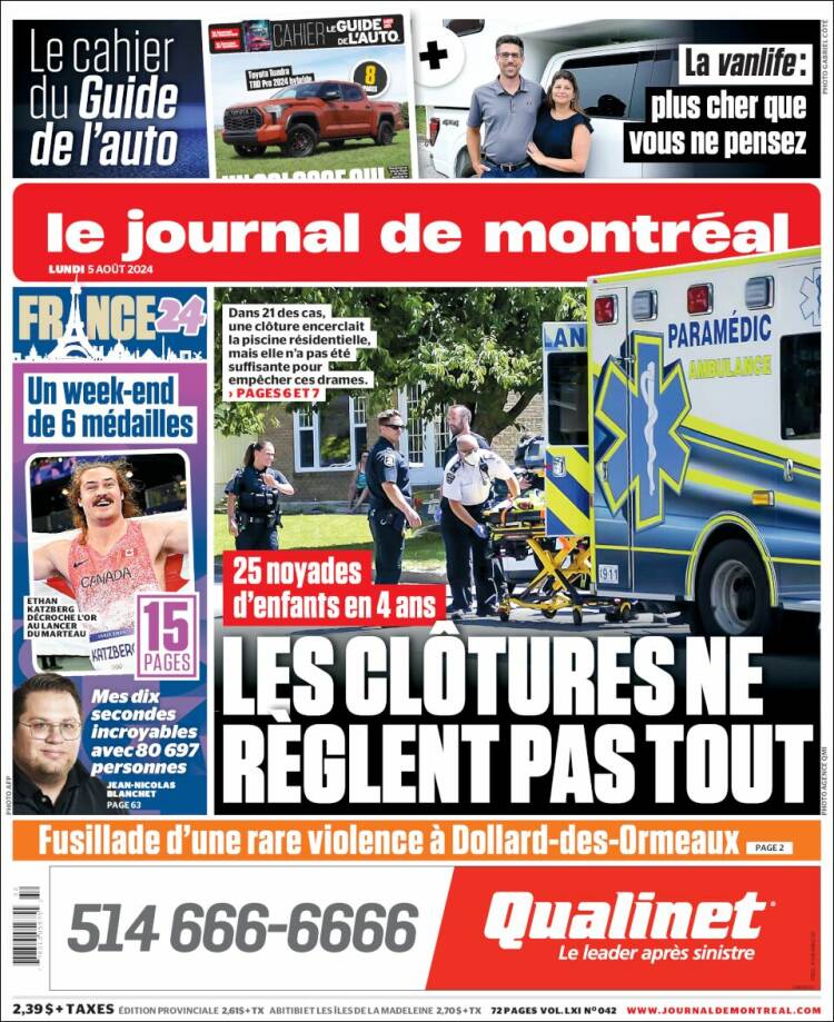 Portada de Le Journal de Montréal (Canadá)