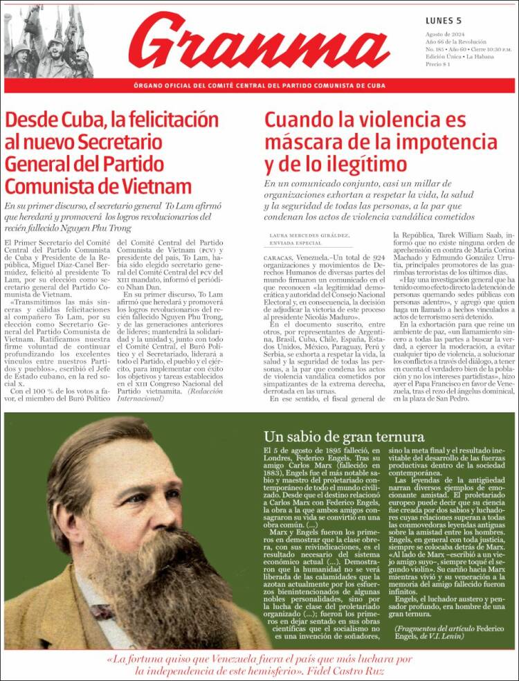 Portada de Granma (Cuba)