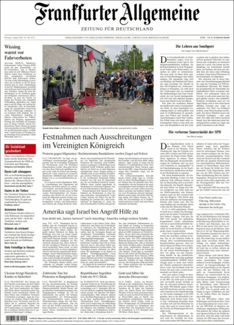 Portada de Frankfurter Allgemeine (Alemania)