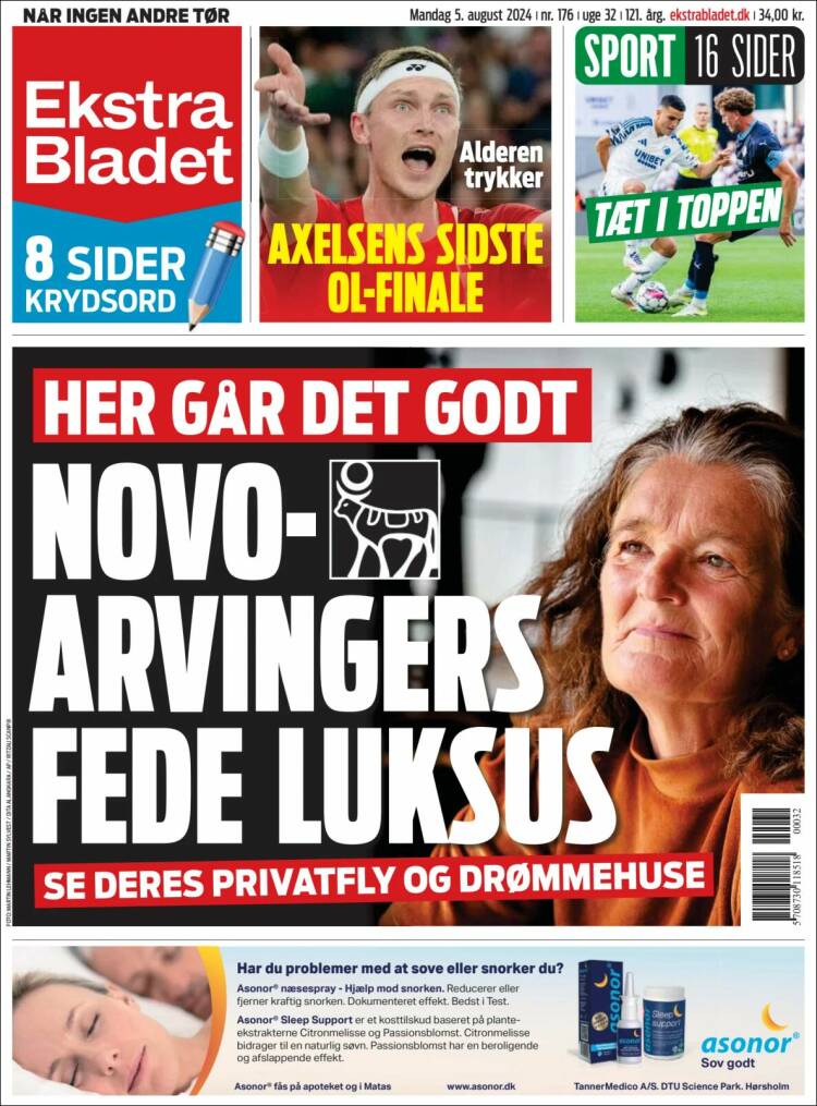 Portada de Ekstra Bladet (Dinamarca)