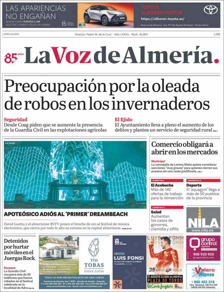 Portada de La Voz de Almería (España)