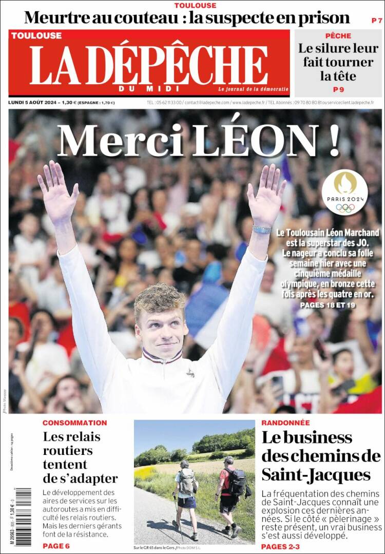 Portada de La Dépêche du Midi (Francia)