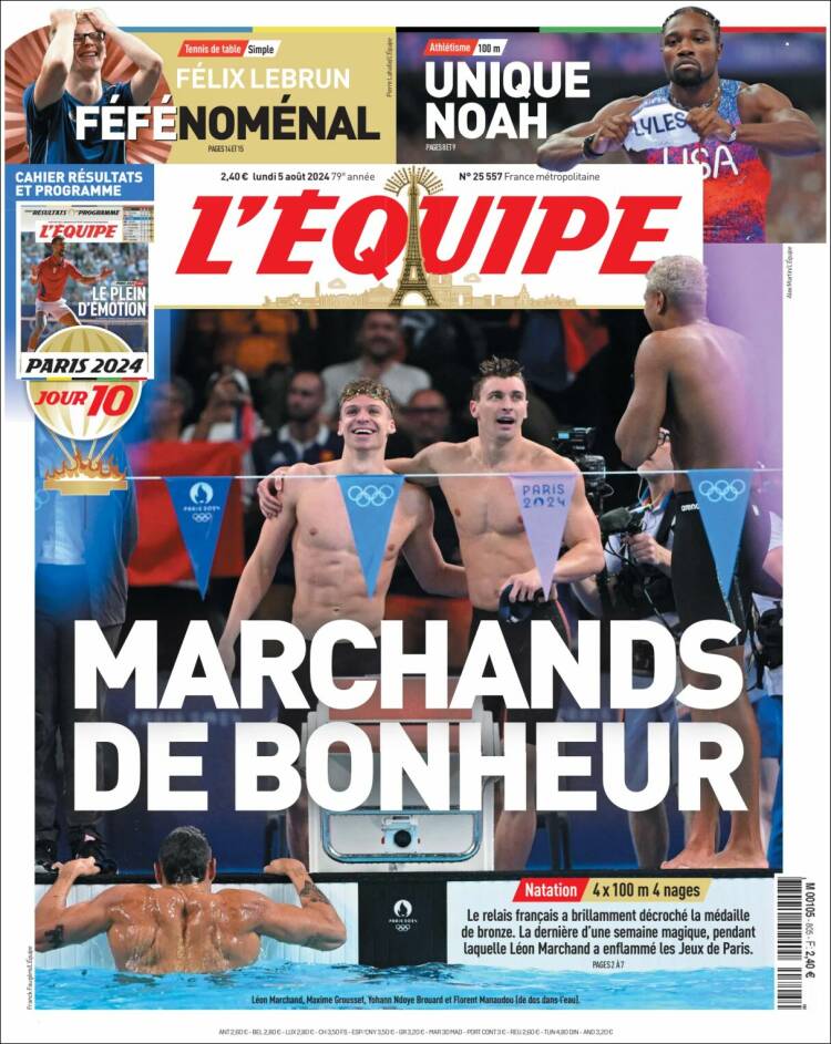 Portada de L'Equipe (Francia)