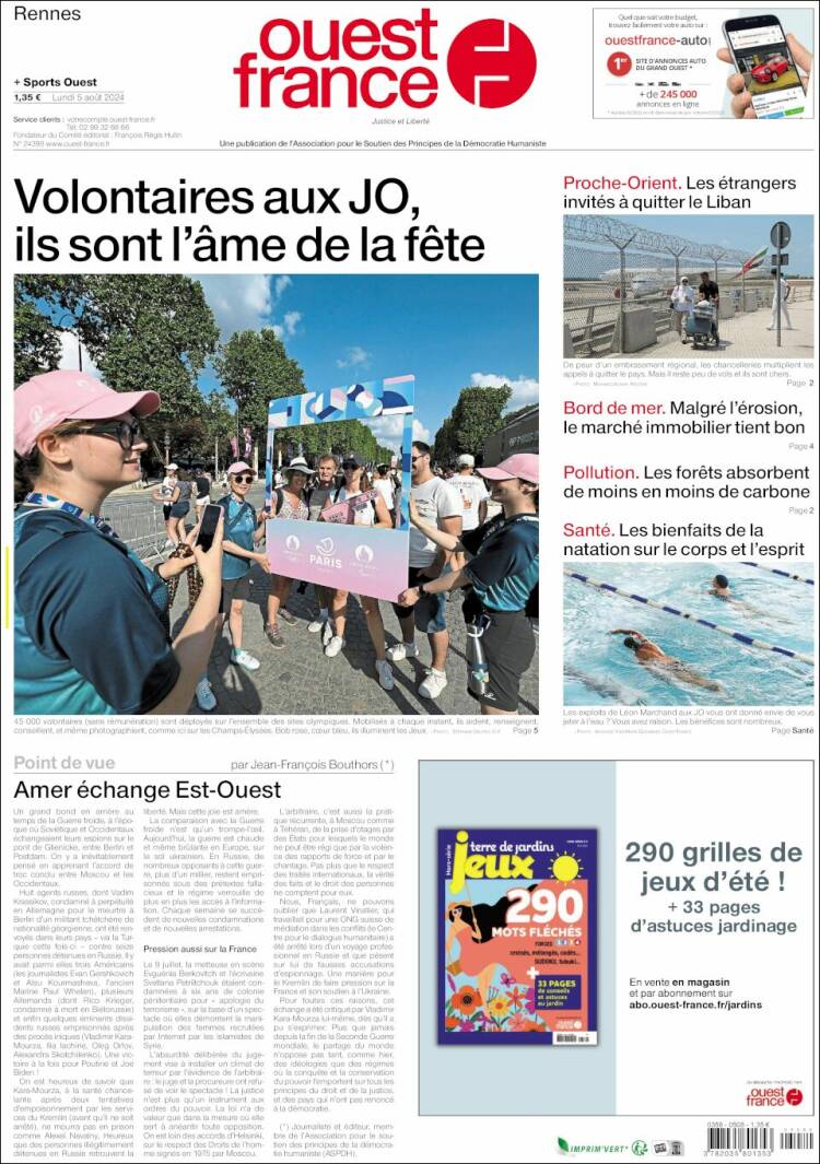 Portada de Ouest France (Francia)