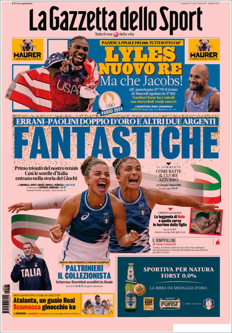 Portada de La Gazzetta dello Sport (Italia)