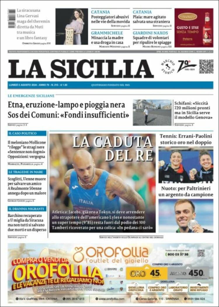 Portada de La Sicilia (Italia)