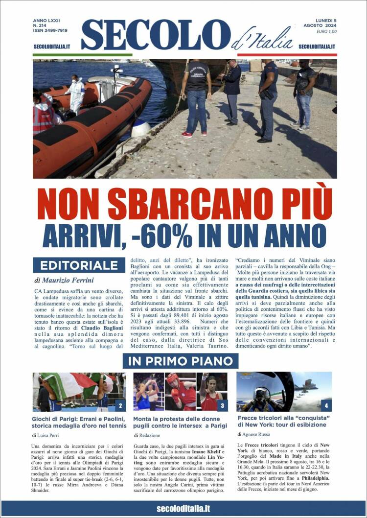 Portada de Secolo d'Italia (Italia)