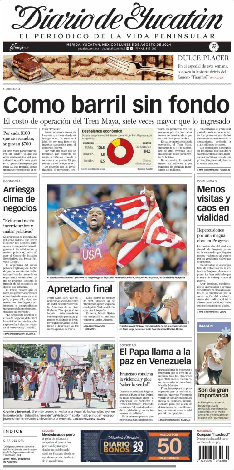Portada de Diario de Yucatán (M&eacute;xico)
