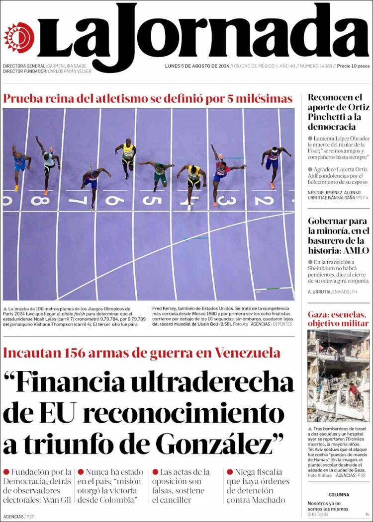 Portada de La Jornada (M&eacute;xico)