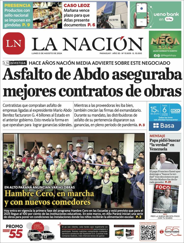 Portada de La Nación (Paraguay)
