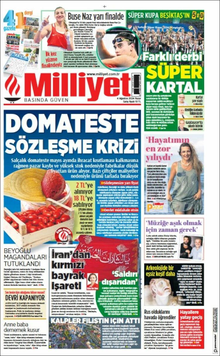 Portada de Milliyet (Turqu&iacute;a)