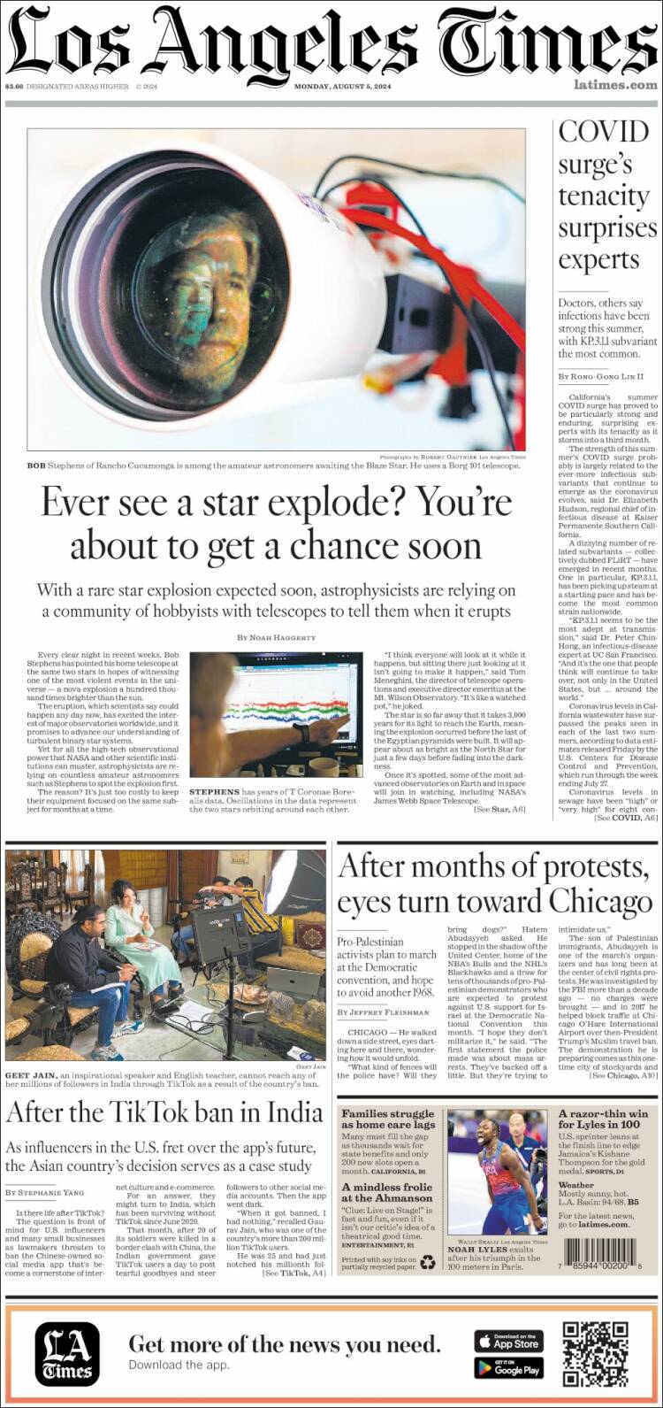 Portada de Los Angeles Times (USA)