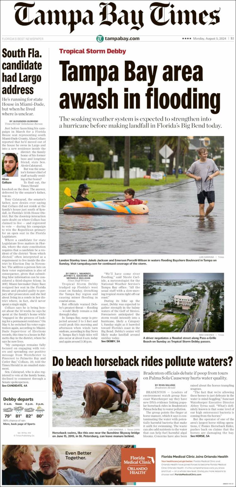 Portada de Tampa Bay Times (USA)