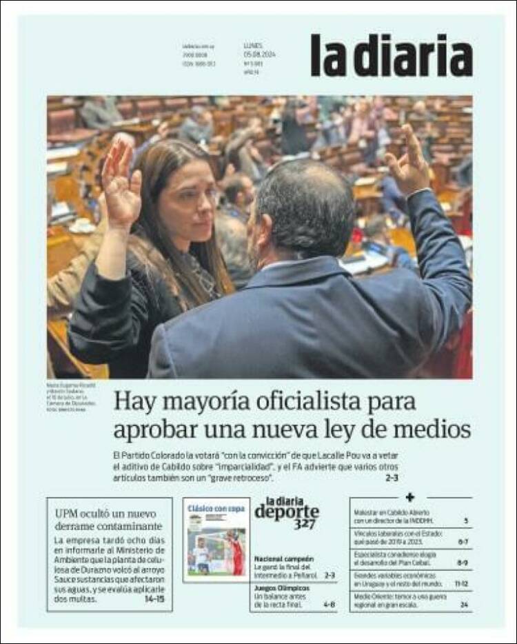 Portada de La Diaria (Uruguay)
