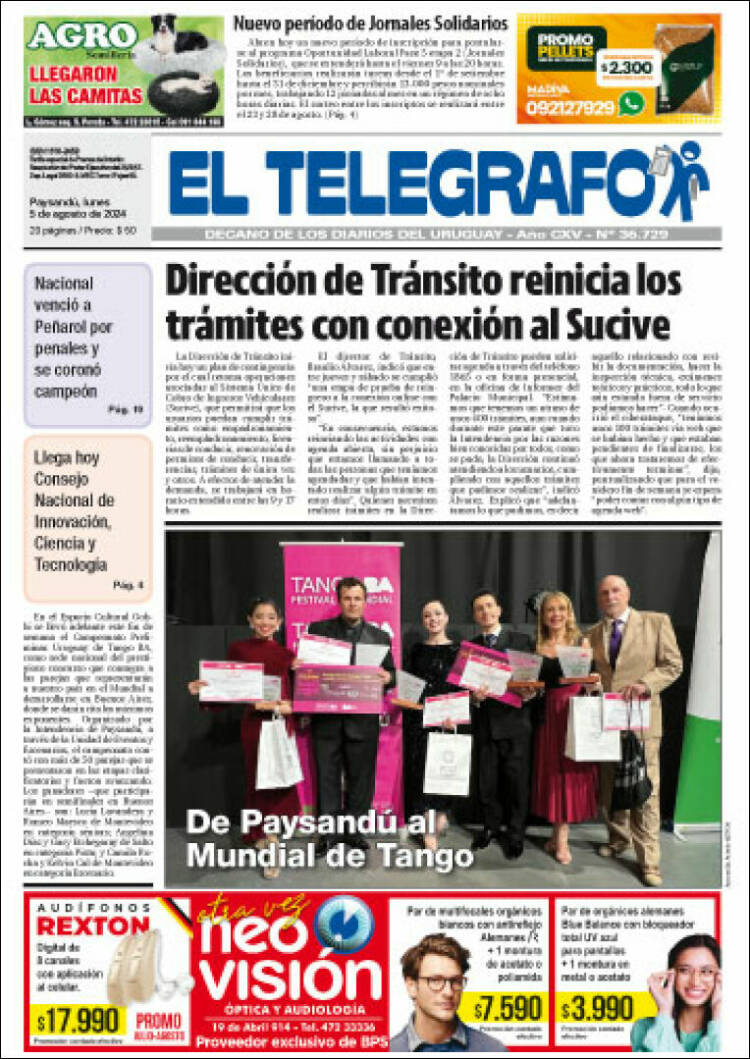 Portada de El Telégrafo (Uruguay)