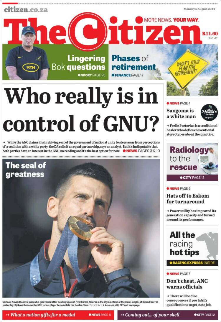 Portada de The Citizen (Sud&aacute;frica)