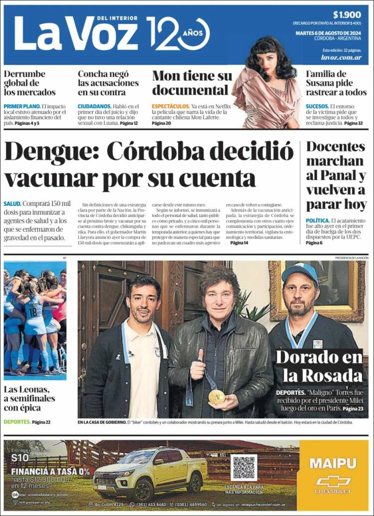 Portada de La Voz del Interior (Argentina)