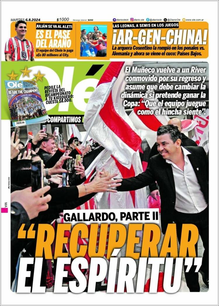 Portada de Olé (Argentina)