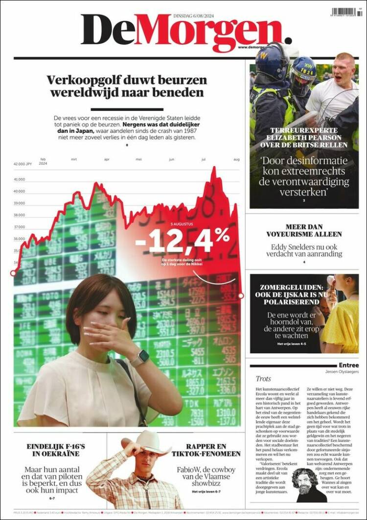 Portada de De Morgen (B&eacute;lgica)