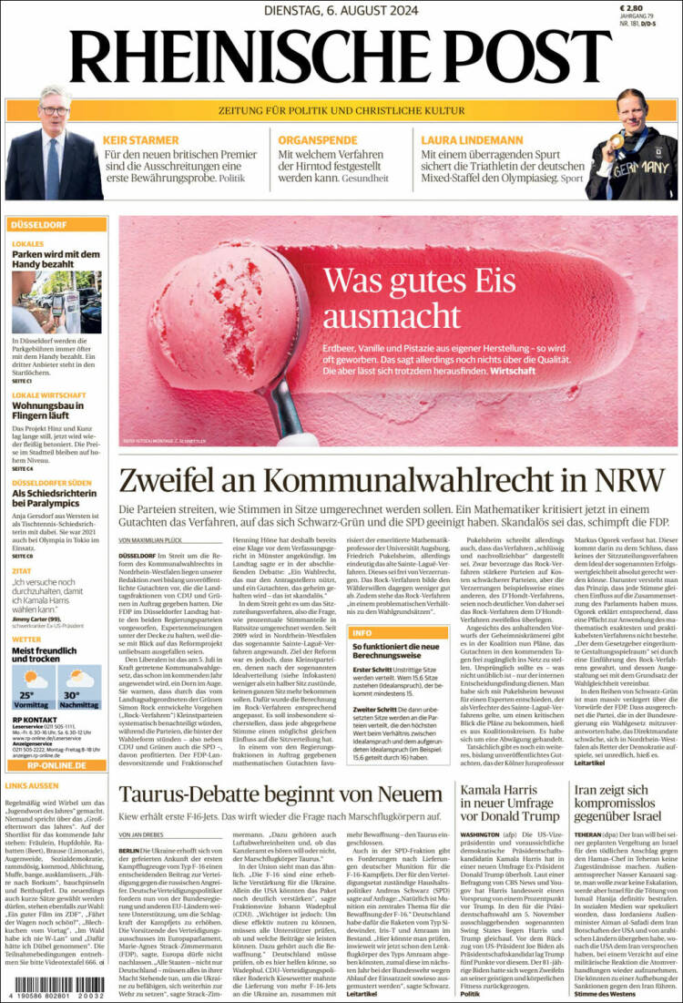 Portada de Rheinische Post (Alemania)