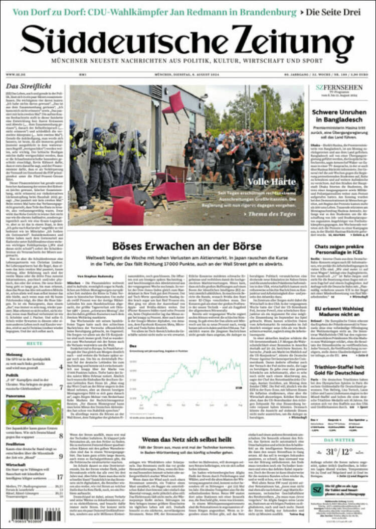Portada de Sueddeutsche (Alemania)