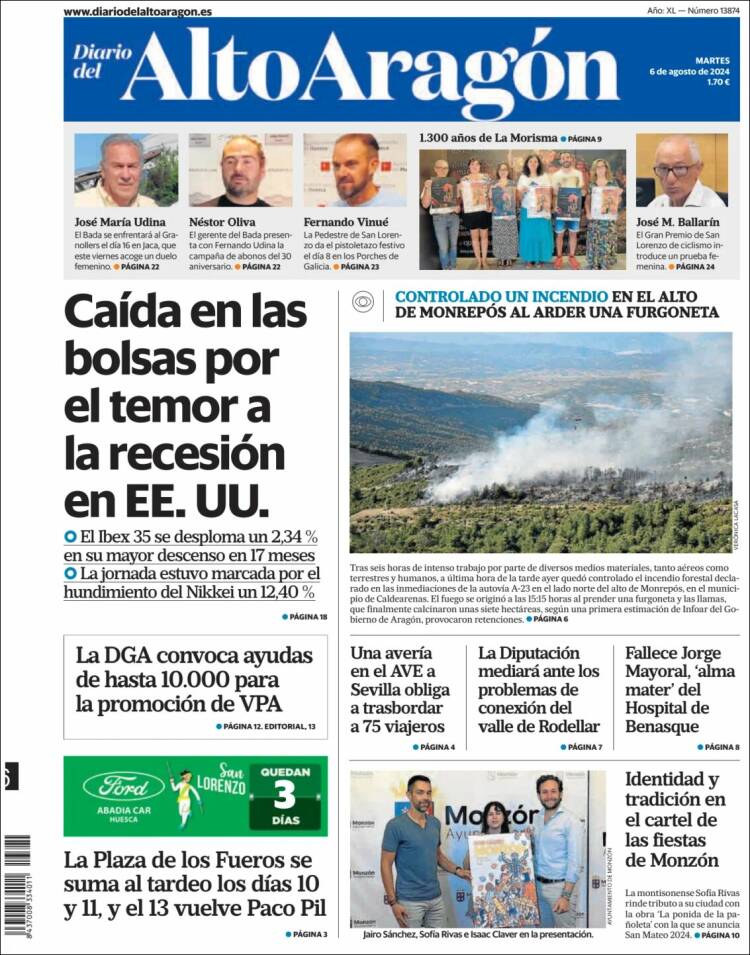 Portada de Diario del AltoAragón (España)