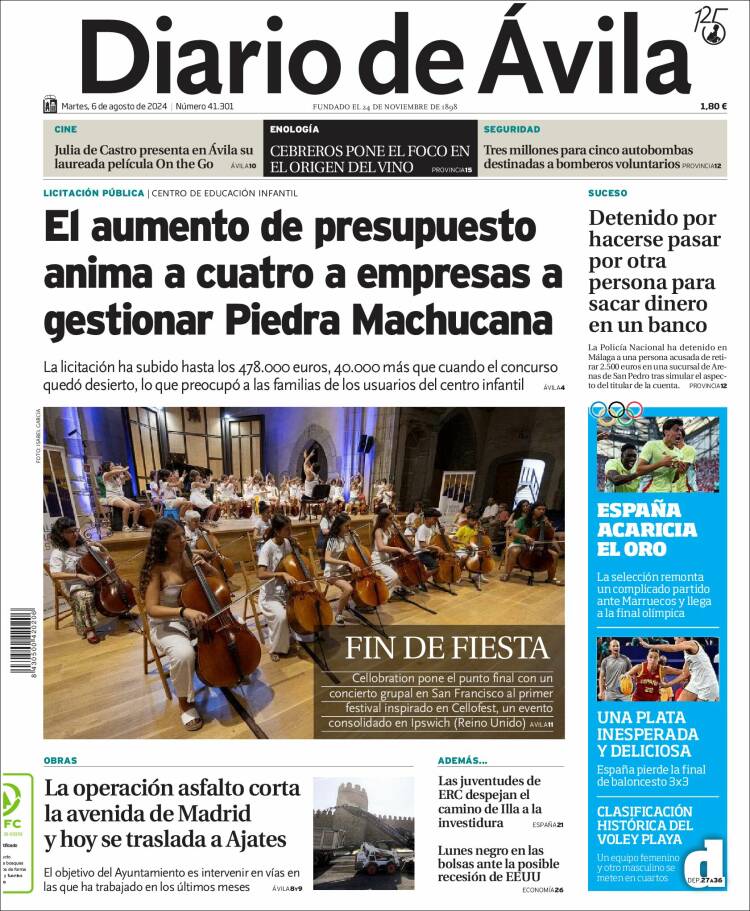 Portada de Diario de Ávila (España)