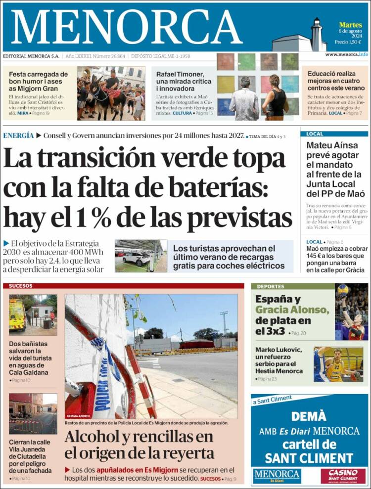 Portada de Menorca - Diario Insular (España)