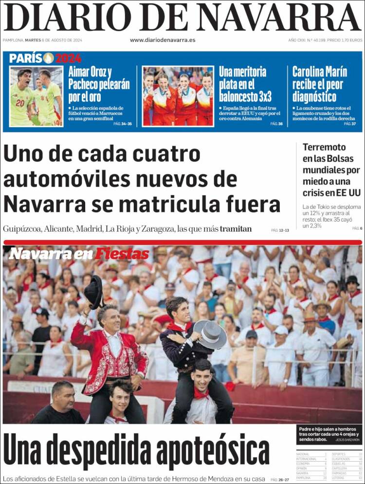 Portada de Diario de Navarra (España)