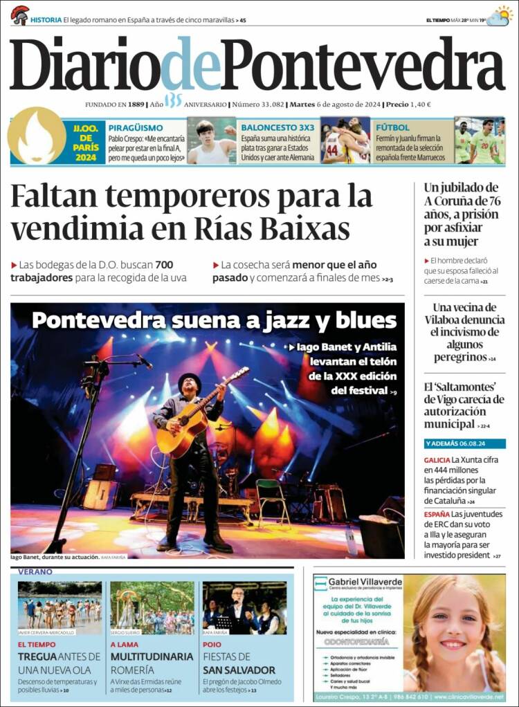 Portada de Diario de Pontevedra (España)