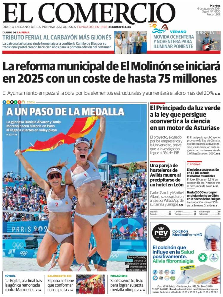 Portada de El Comercio - Gijón (España)