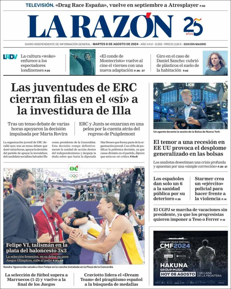 Portada de La Razón (España)