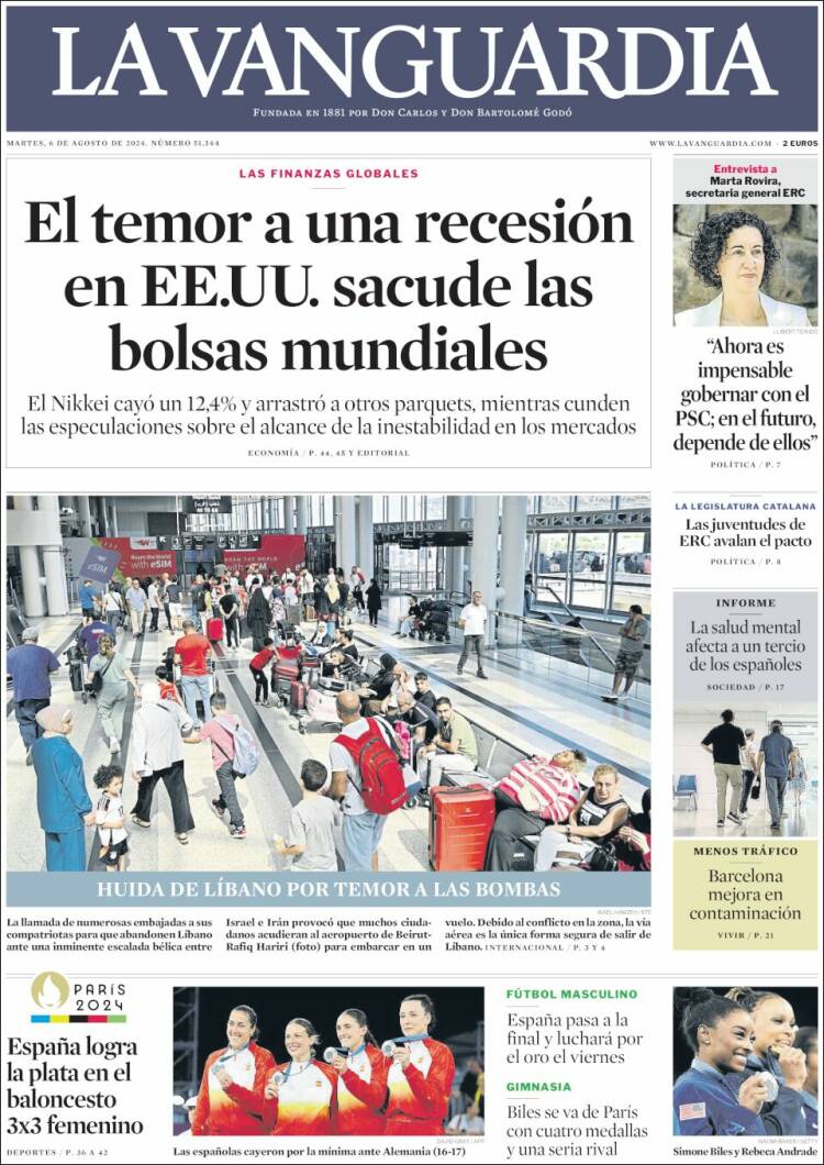 Portada de La Vanguardia (España)