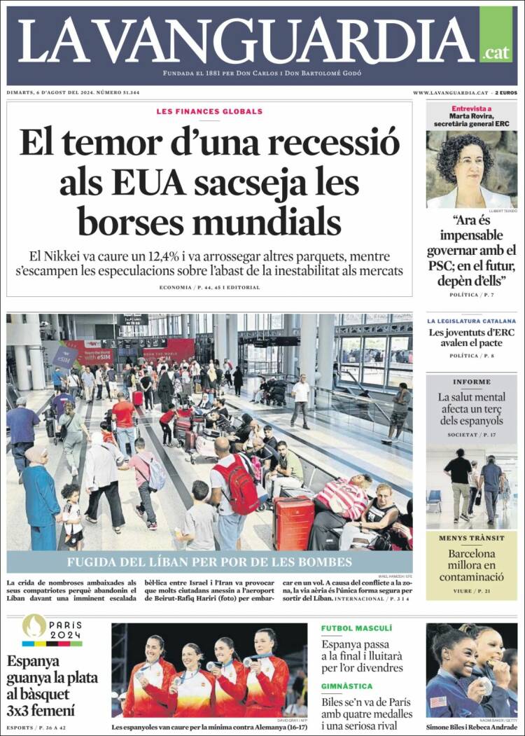 Portada de La Vanguardia (España)