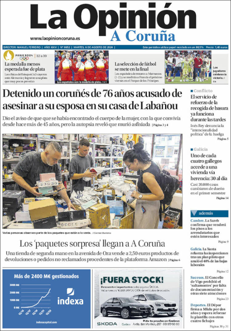 Portada de La Opinión de A Coruña (España)