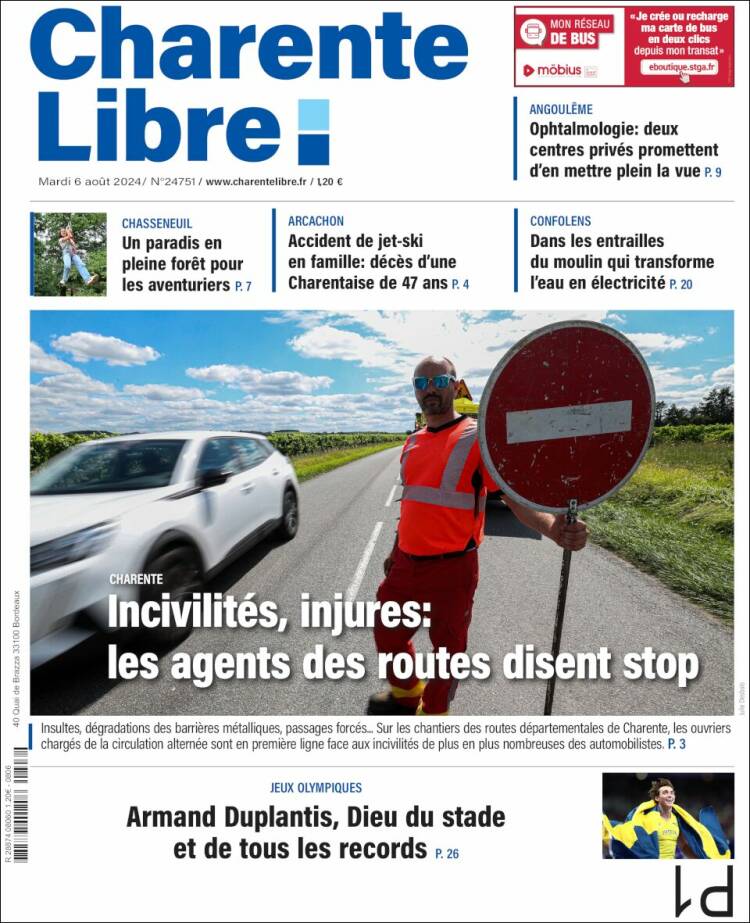 Portada de Charente Libre (Francia)