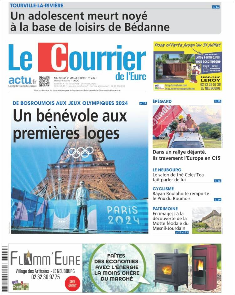 Portada de Le Courrier de l'Ouest (Francia)
