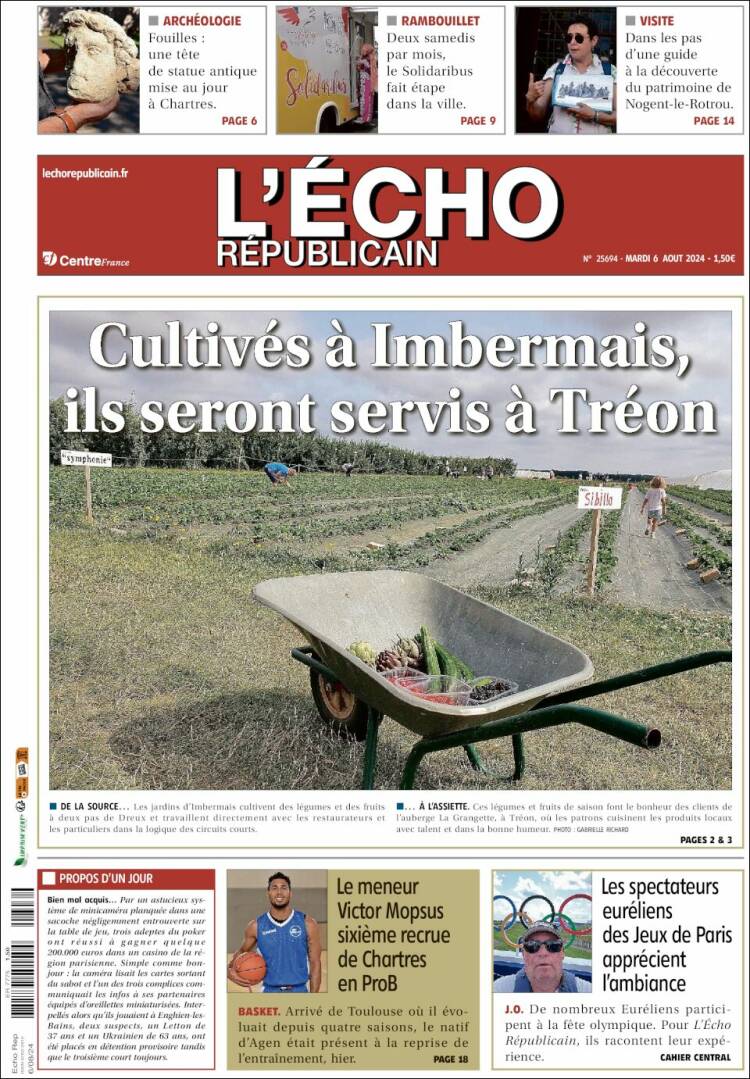 Portada de L'Echo Républicain (Francia)