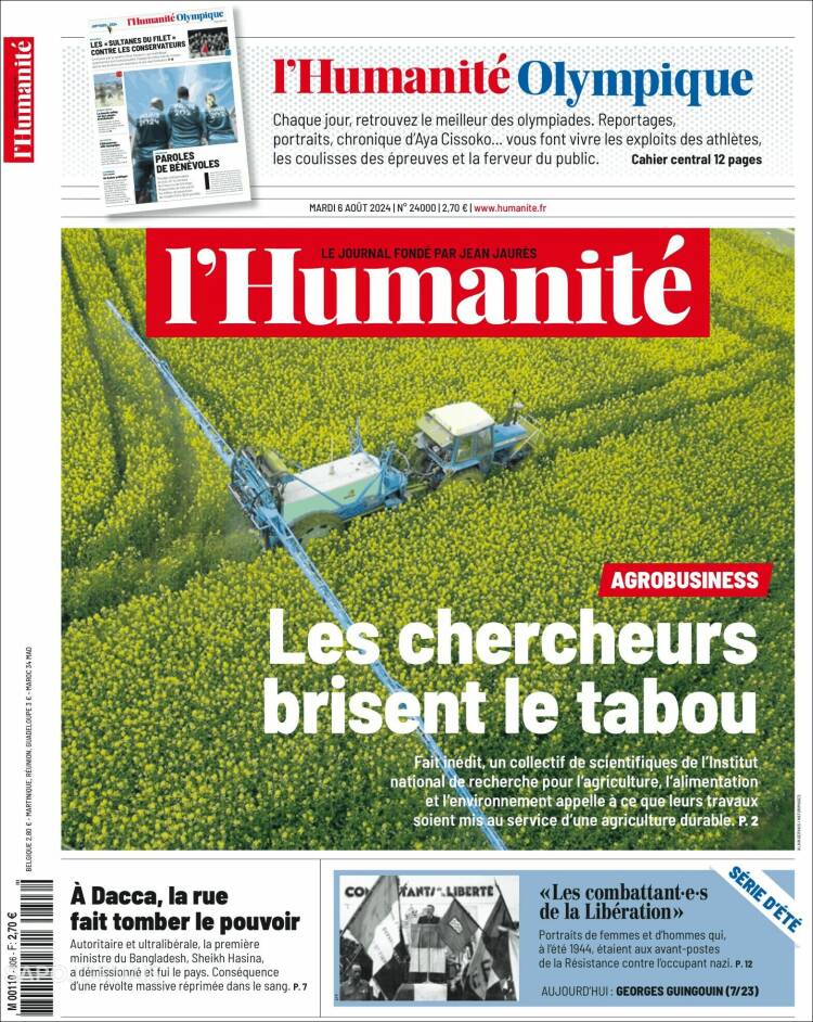 Portada de l'Humanite (Francia)