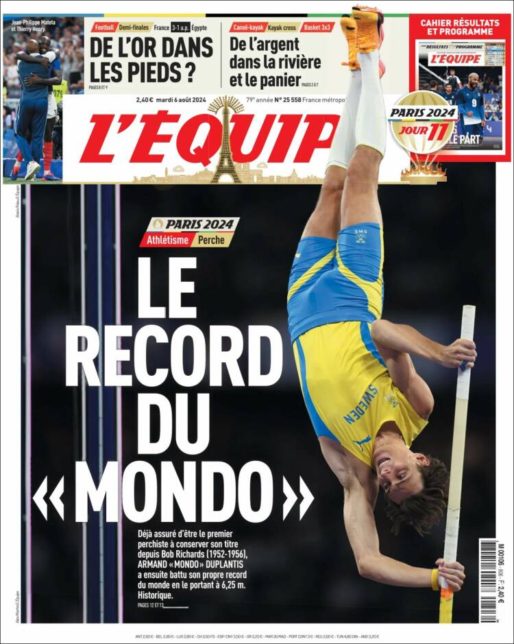 Portada de L'Equipe (Francia)