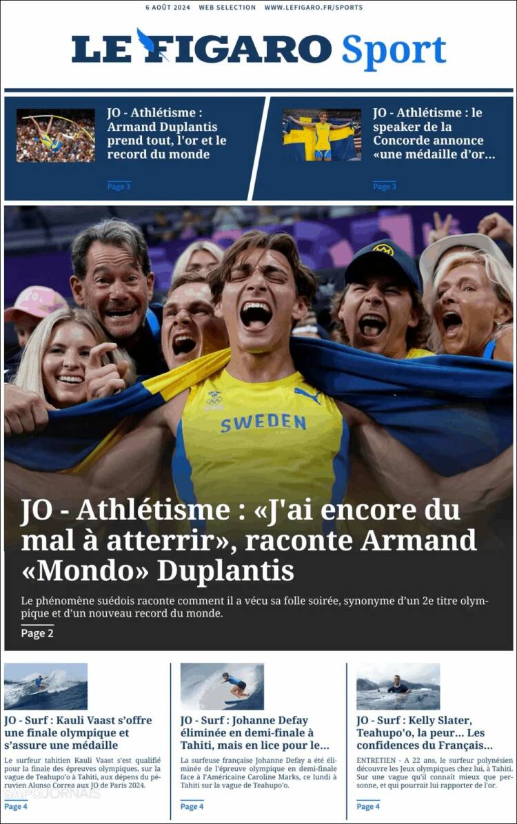 Portada de Le Figaro Sport (Francia)