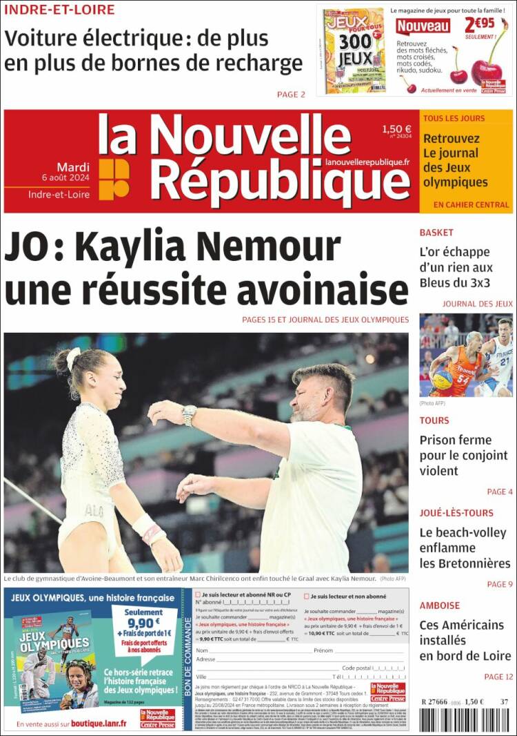 Portada de La Nouvelle Republique (Francia)
