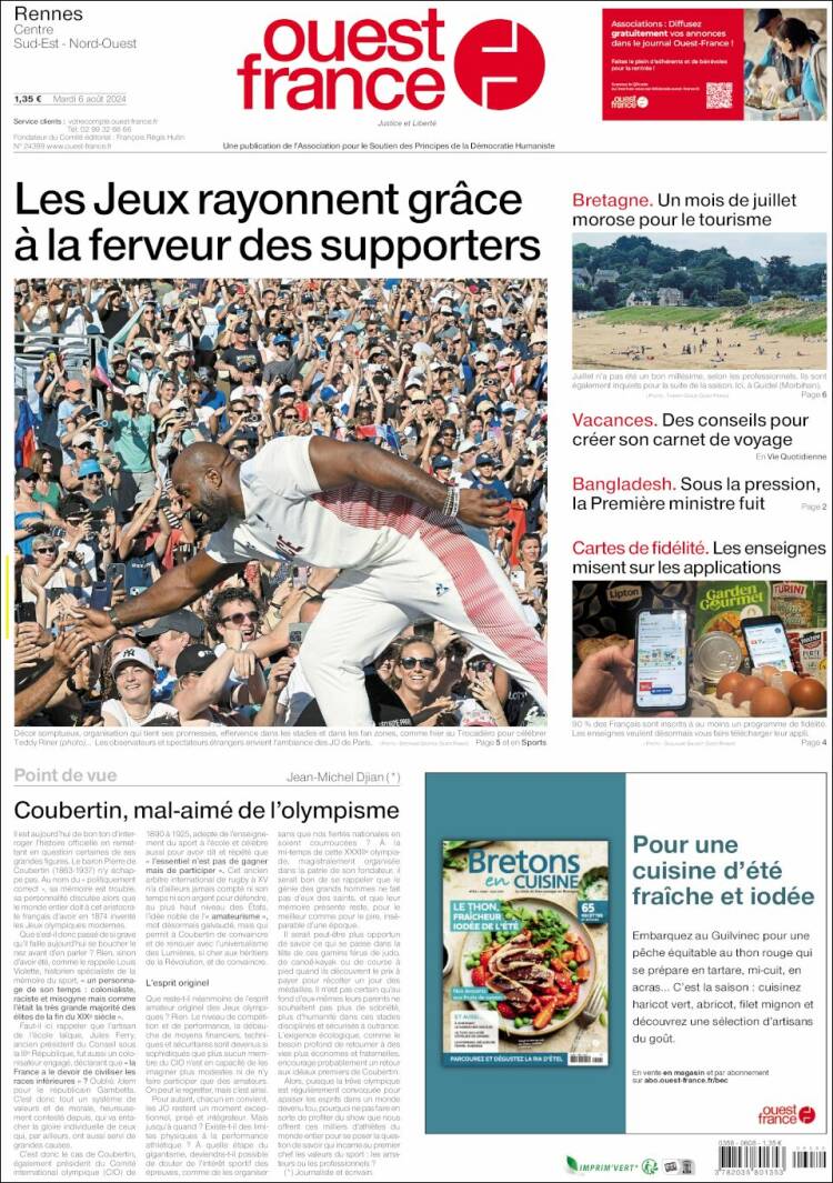 Portada de Ouest France (Francia)