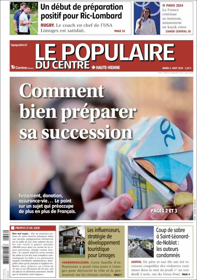 Portada de Le Populaire du Centre (Francia)