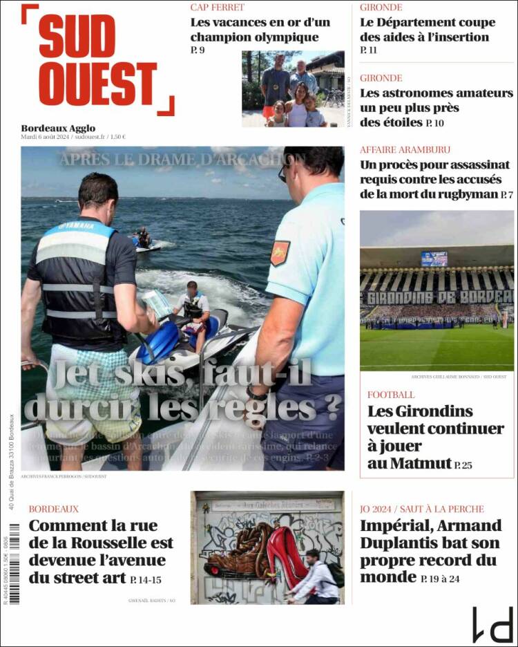 Portada de Sud Ouest (Francia)