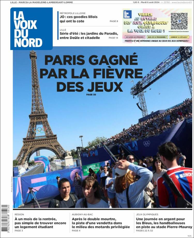 Portada de La Voix du Nord (Francia)