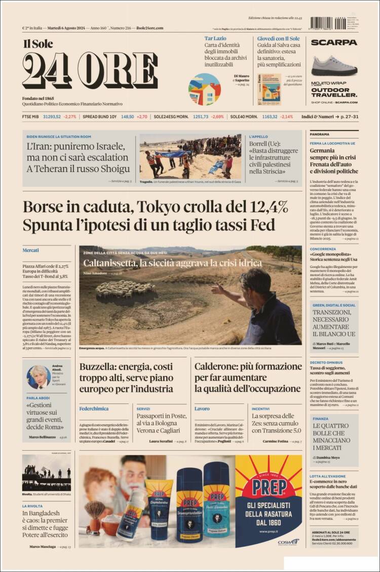 Portada de Il Sole 24 ORE (Italia)