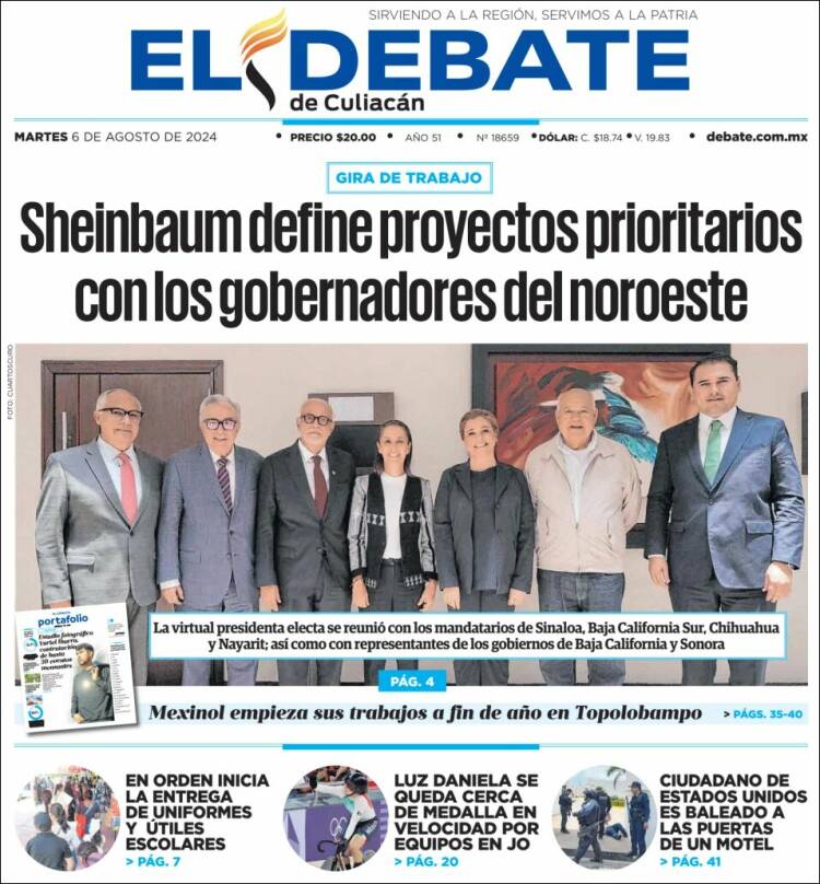 Portada de El Debate de Culiacán (M&eacute;xico)