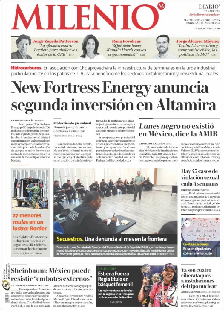 Portada de Milenio - Tamaulipas (M&eacute;xico)